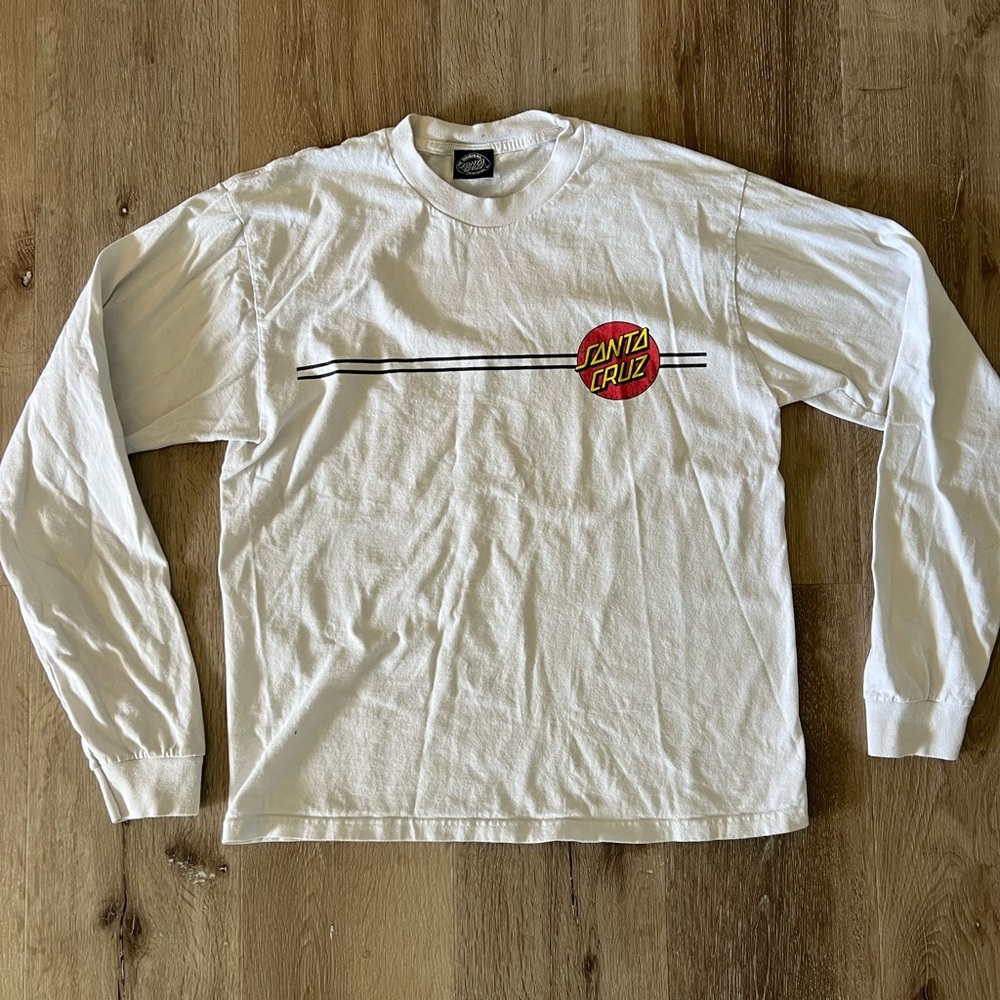 Santa Cruz Skateboards White Long Sleeve Tee- size M